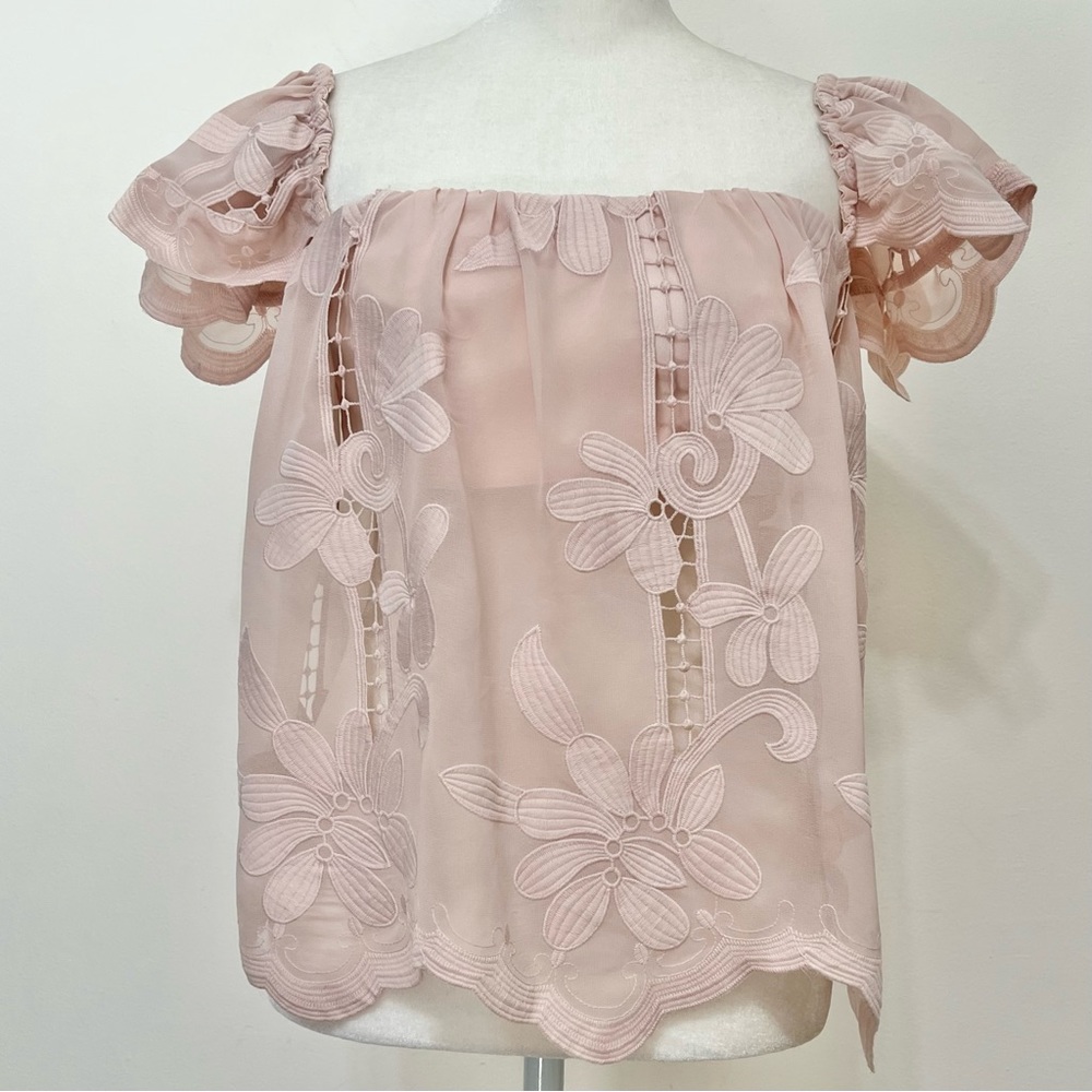 Lovers + Friends Blush Short Sleeve Top Boho Lacy Date Resortwear